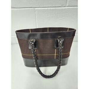 Vintage Lauren Ralph Lauren Herringbone/Houndstooth Bucket Bag. In Black/Brown